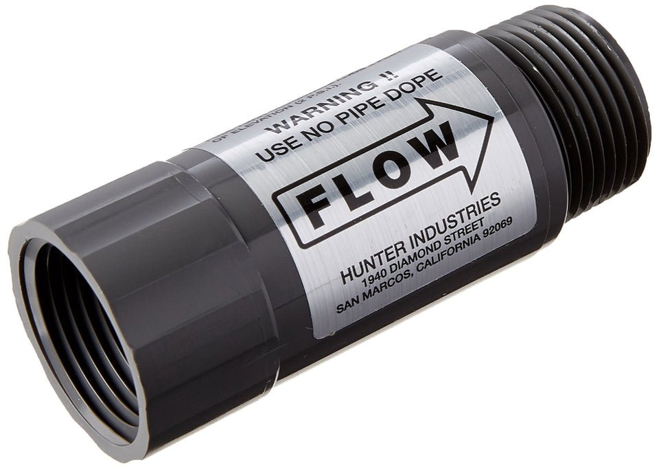 Hunter HCV check valve installed on sprinkler line prevents low-head drainage.