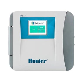 Hunter HPC-FP front panel touchscreen enables remote Hydrawise control for Pro-C timers.