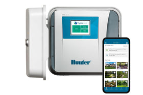 Hunter Hydrawise HPC400 app control enables remote irrigation management.