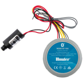 Hunter NODE-BT-100 waterproof enclosure protecting valves and electronics.