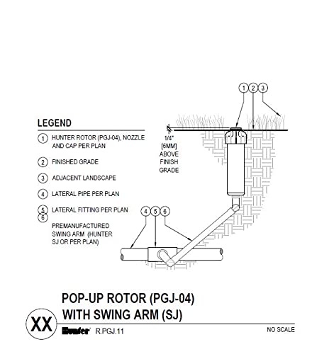 Hunter PGJ-04 rotor sprinkler head fits standard 1/2-inch inlet for easy upgrades.