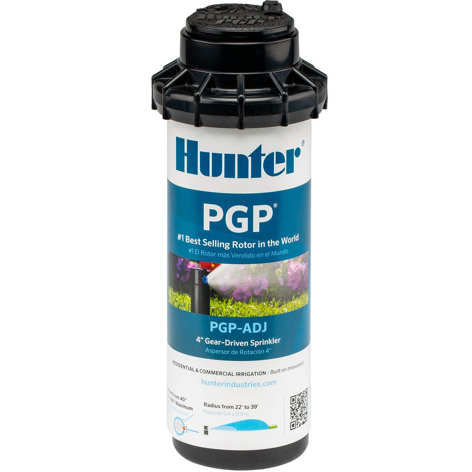 Hunter PGP-ADJ rotor sprinkler head for even lawn coverage