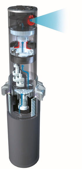 Hunter PGP Ultra adjustable arc from 50° to 360° for precise lawn control.