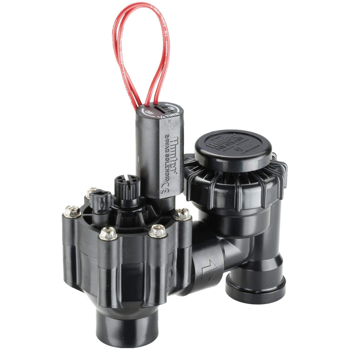 Hunter PGV ASV solenoid close-up highlighting heavy-duty 24V operation.