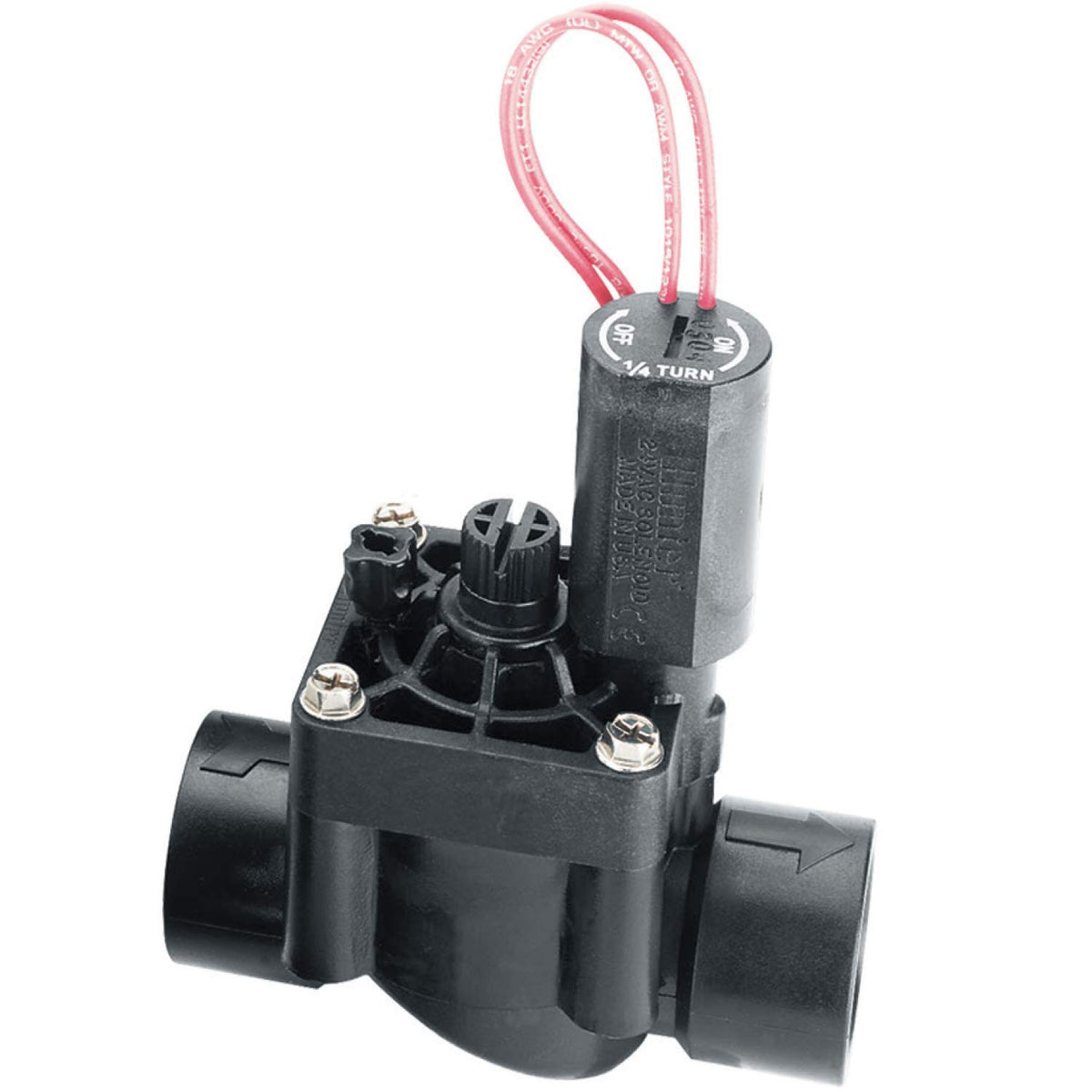 Hunter PGV valve flow diagram highlighting built-in flow control for precision.