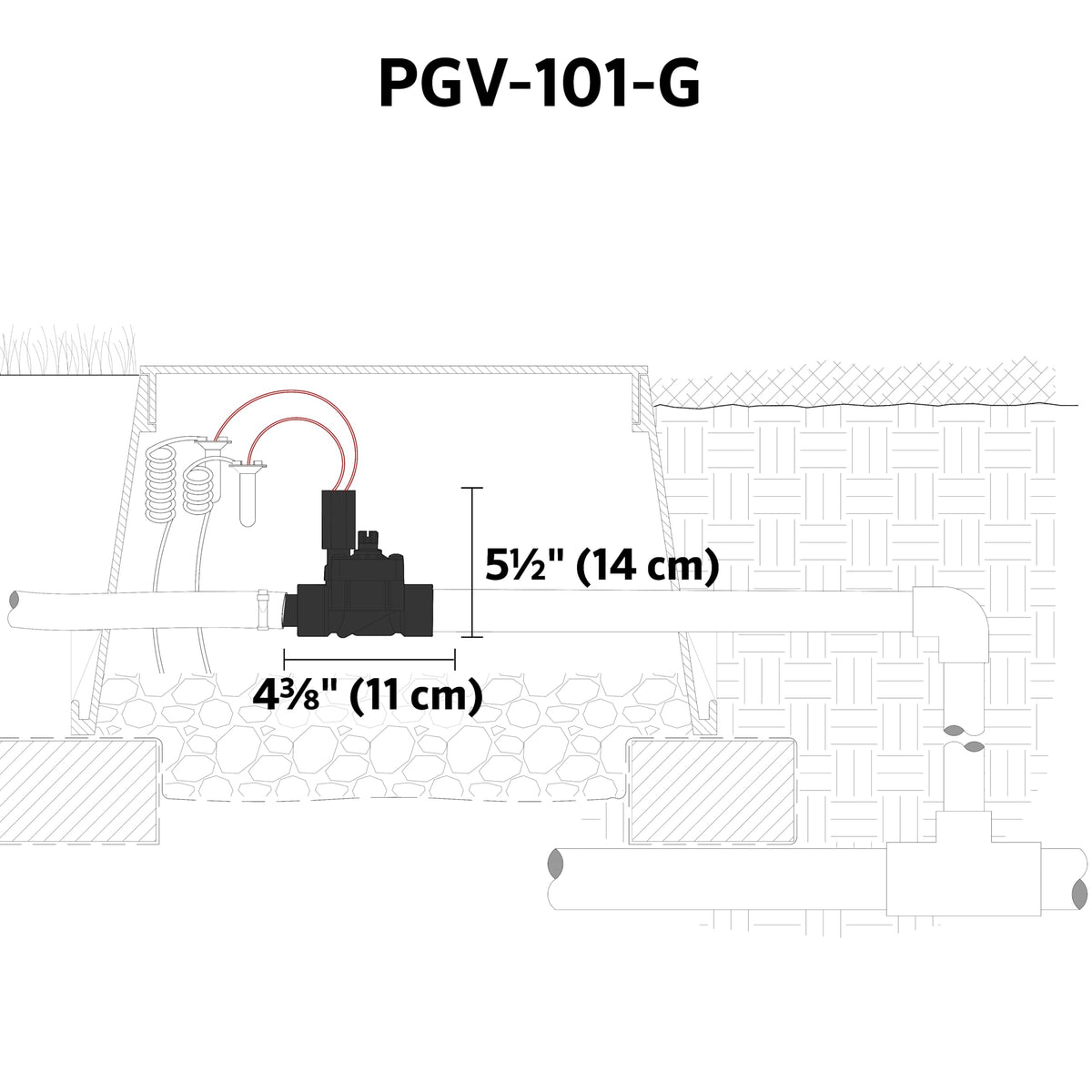 Hunter PGV101G valve side view highlighting durable PVC construction and flow control