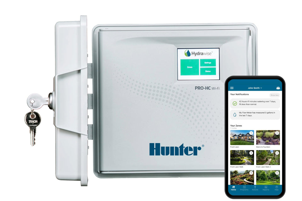 Hunter PRO-HC600 touchscreen front view for easy on-device programming.