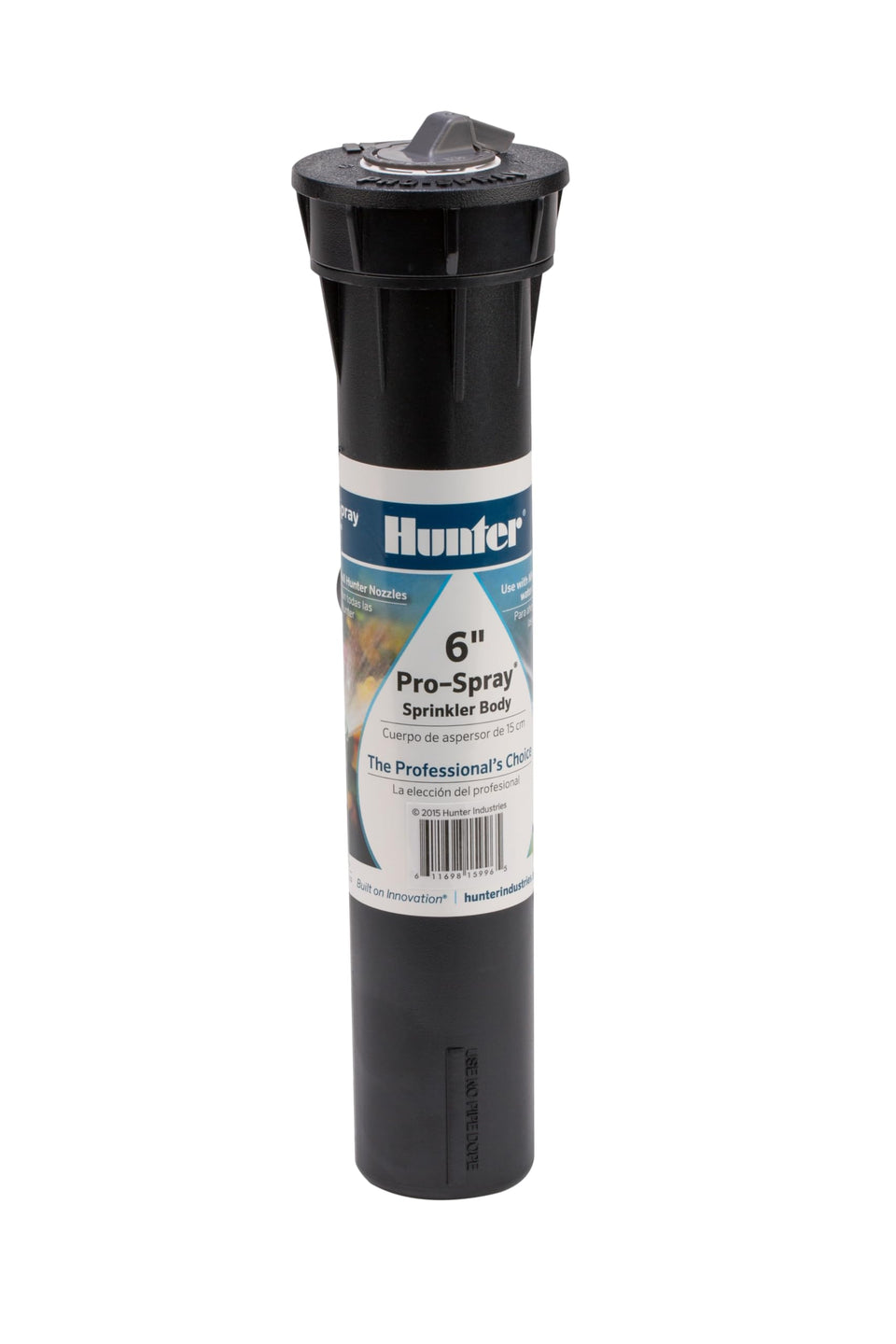 Hunter PROS-06 body close-up showing rugged construction for long-lasting irrigation.