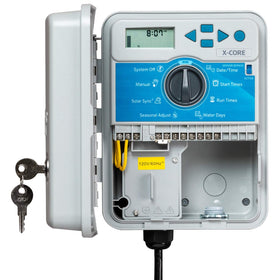 Hunter X-Core XC400 weather-resistant casing protects outdoor irrigation equipment