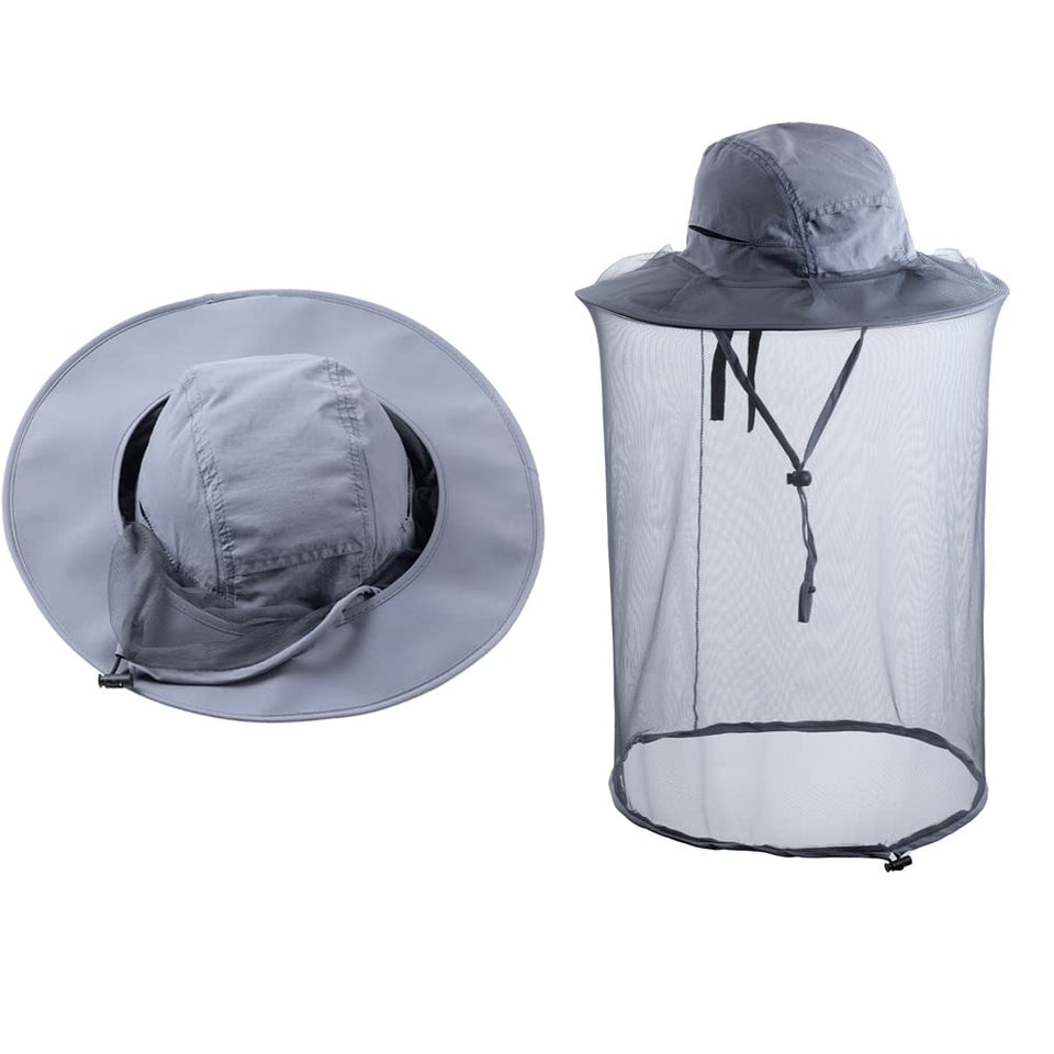 HunterBee head net hat veil provides visibility while shielding from insects.