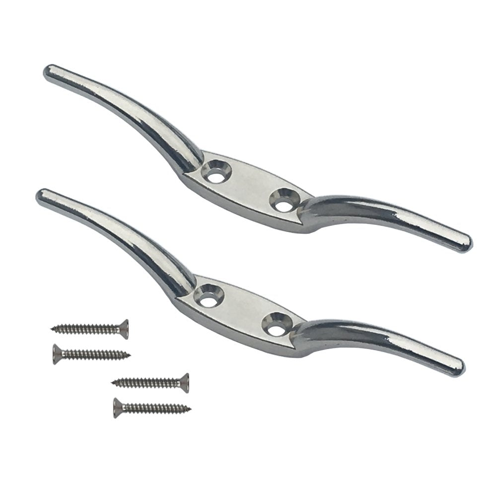 Huouo flagpole cleat 6inch silver for secure rope fastening on poles and boats