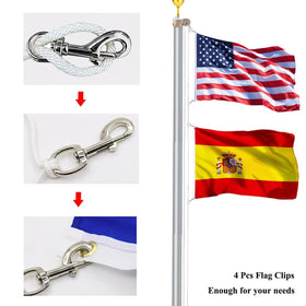 Huouo flagpole halyard clip secures grommeted flags without slipping.