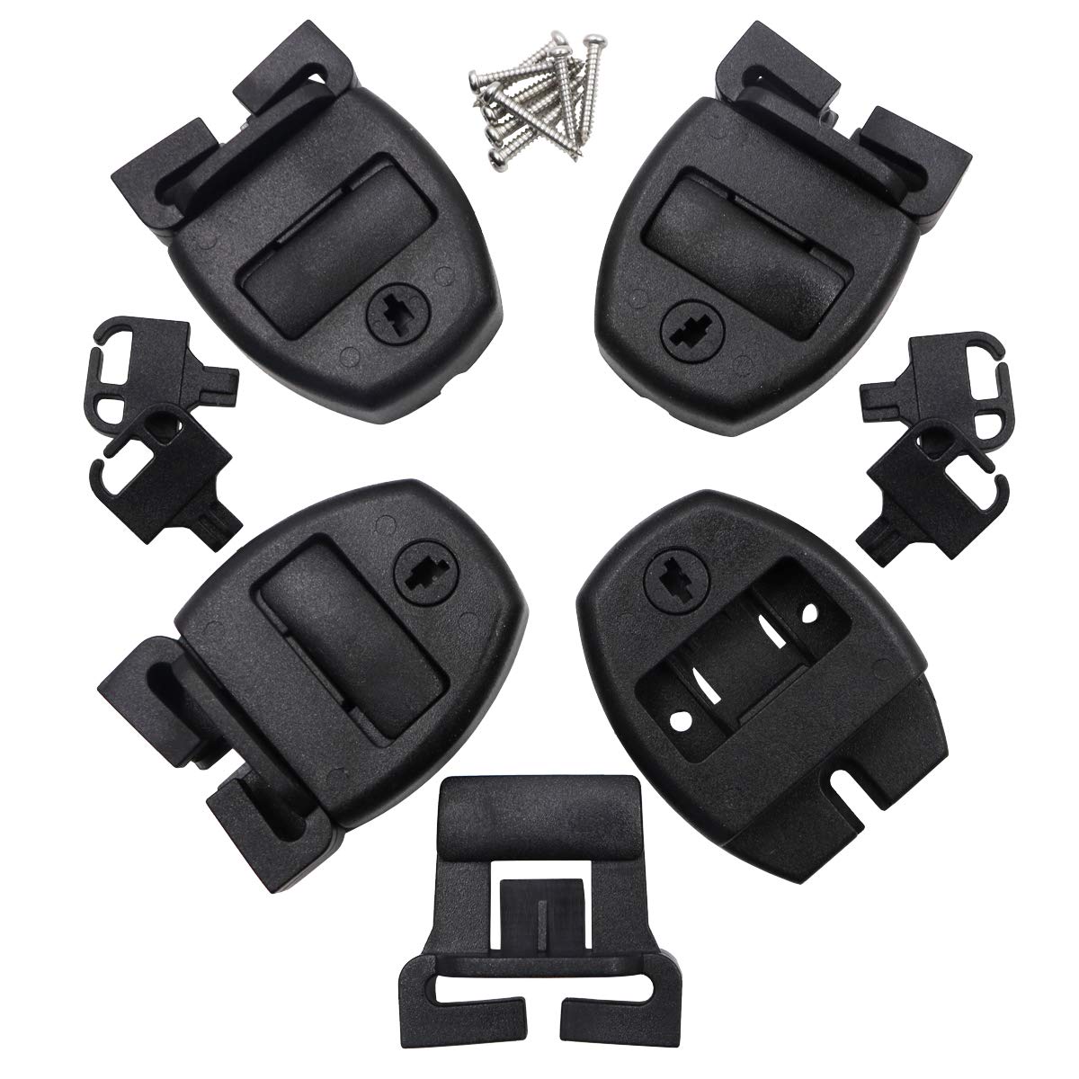 Huouo center-release hot tub lock close-up secures covers against wind.