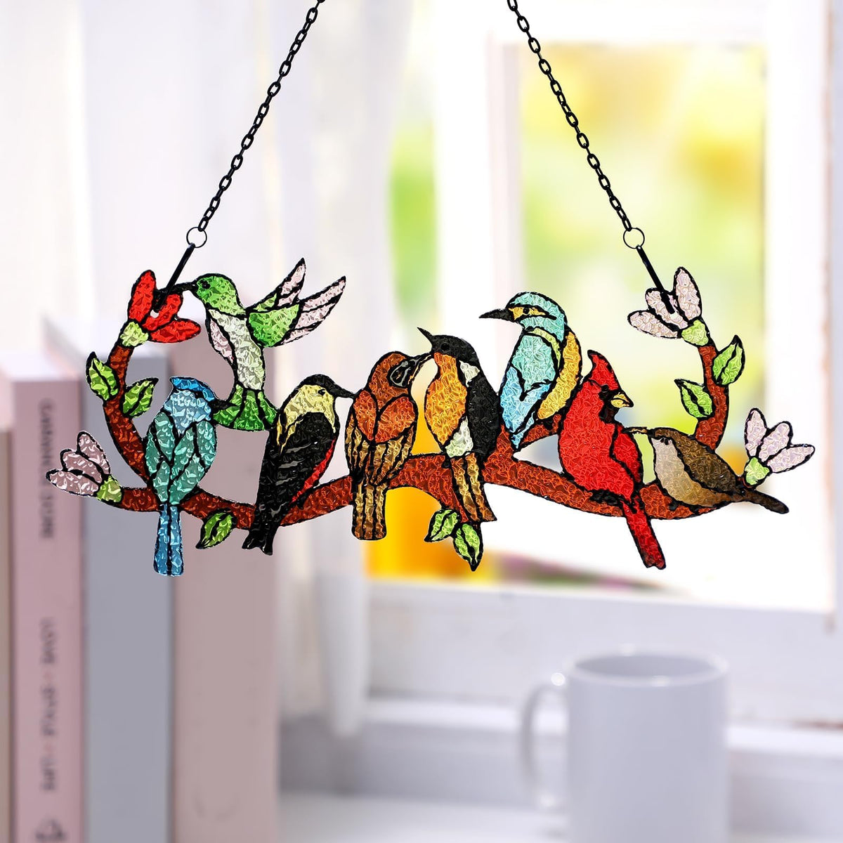 Huray Rayho suncatcher with kingfisher adds cheerful window charm.