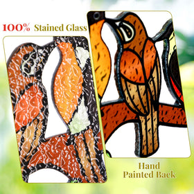 Huray Rayho stained glass sun catcher with cardinal on branch adds warmth