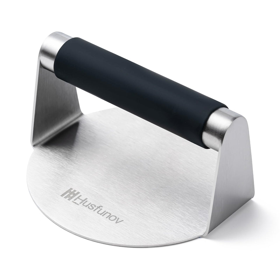 Husfunov burger press 5.5-inch diameter for uniform patties and quick cooking.