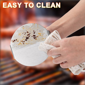Husfunov burger press flat-bottom design ensures even cooking.