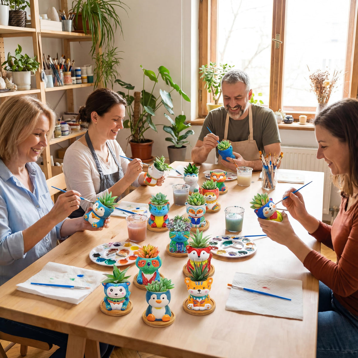 Hushee paint brushes and palettes included for easy color blending