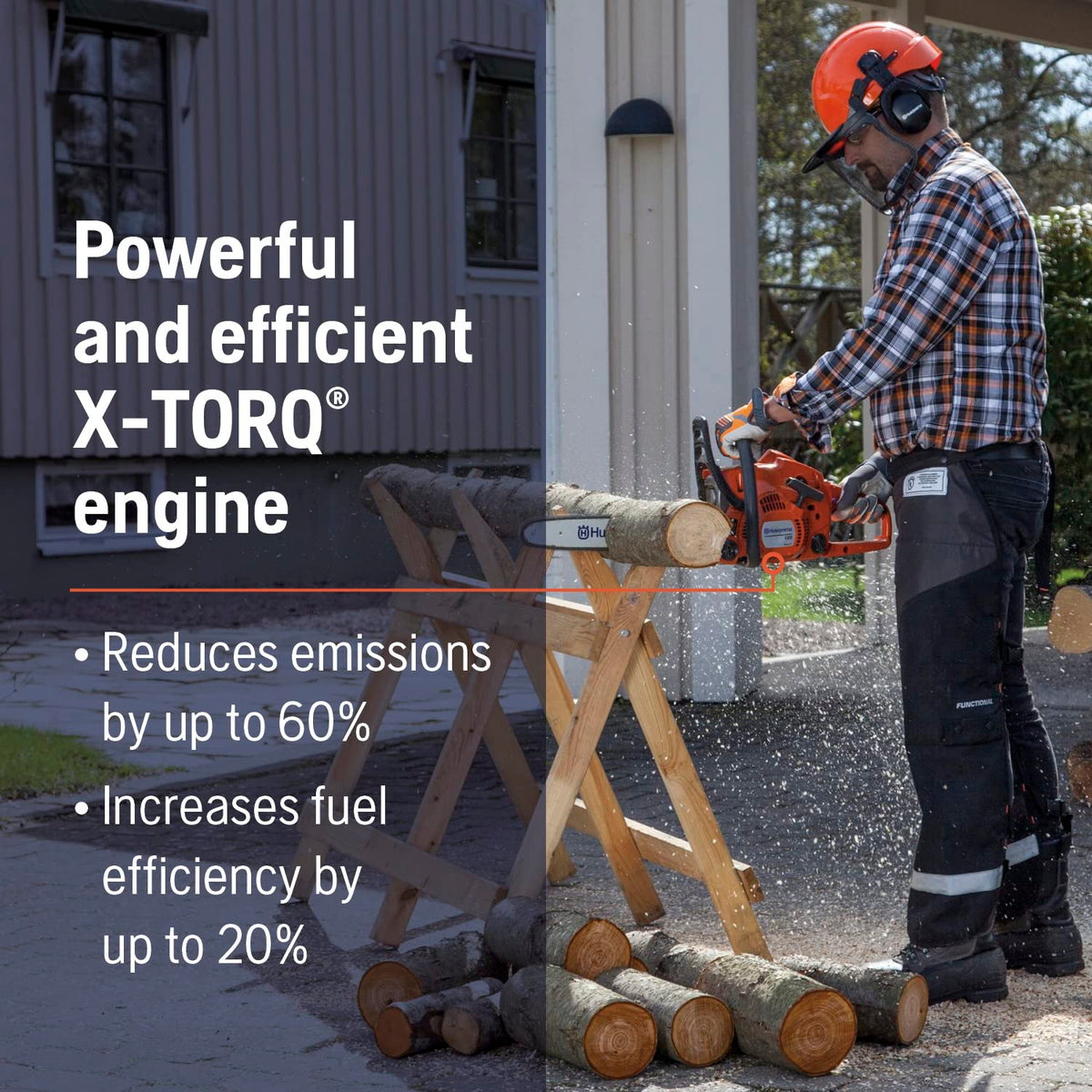 Husqvarna 120 Mark III air injection system keeps debris away from the filter.