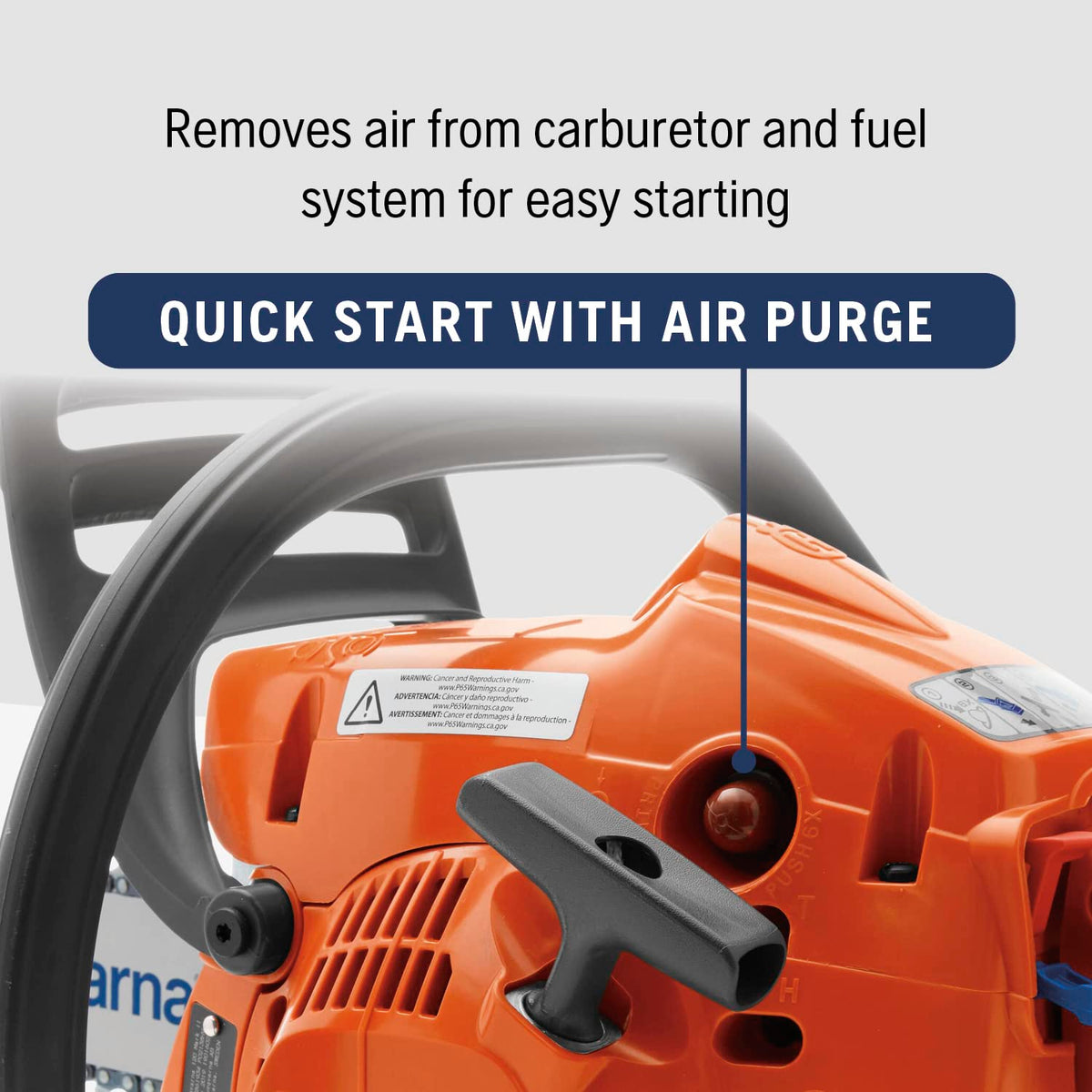 Husqvarna 120 Mark III inertia chain brake enhances safety while cutting.