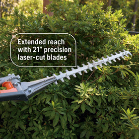 Husqvarna 122LKH with double-sided blades for clean cuts.