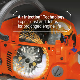 Husqvarna 130 inertia chain brake helps reduce kickback risk.