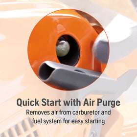 Husqvarna 130 air injection cleans dust before filtering to extend life.