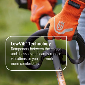 Husqvarna 130L rapid replace head enabling quick line reloads.