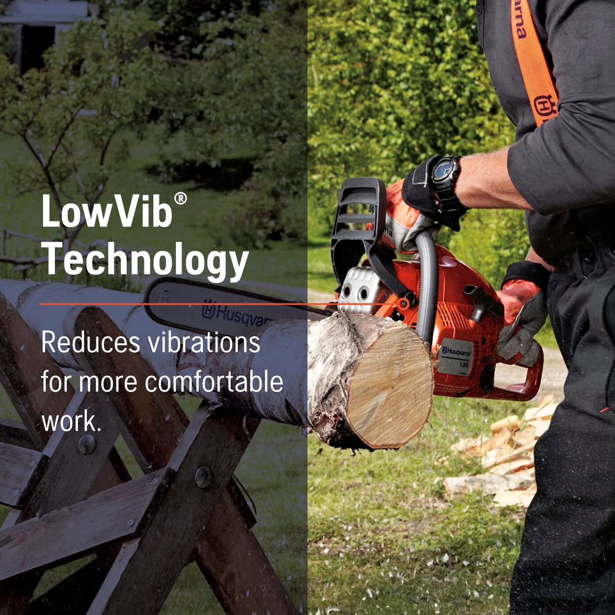 Husqvarna 135 Mark II air-injection-system improves engine life by cleaner intake.