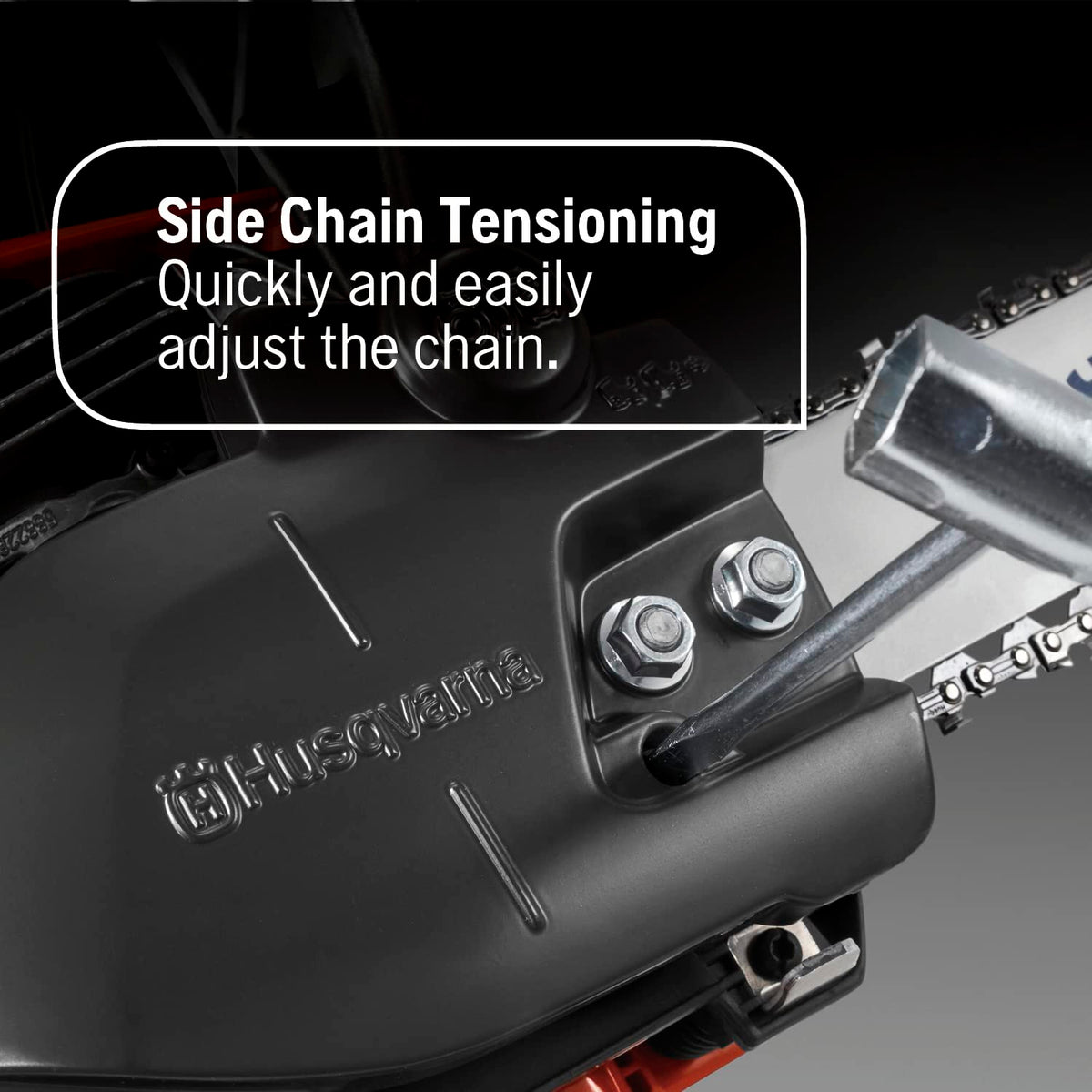 Husqvarna 135 Mark II fuel-oil-tank setup supports easy maintenance and starts.