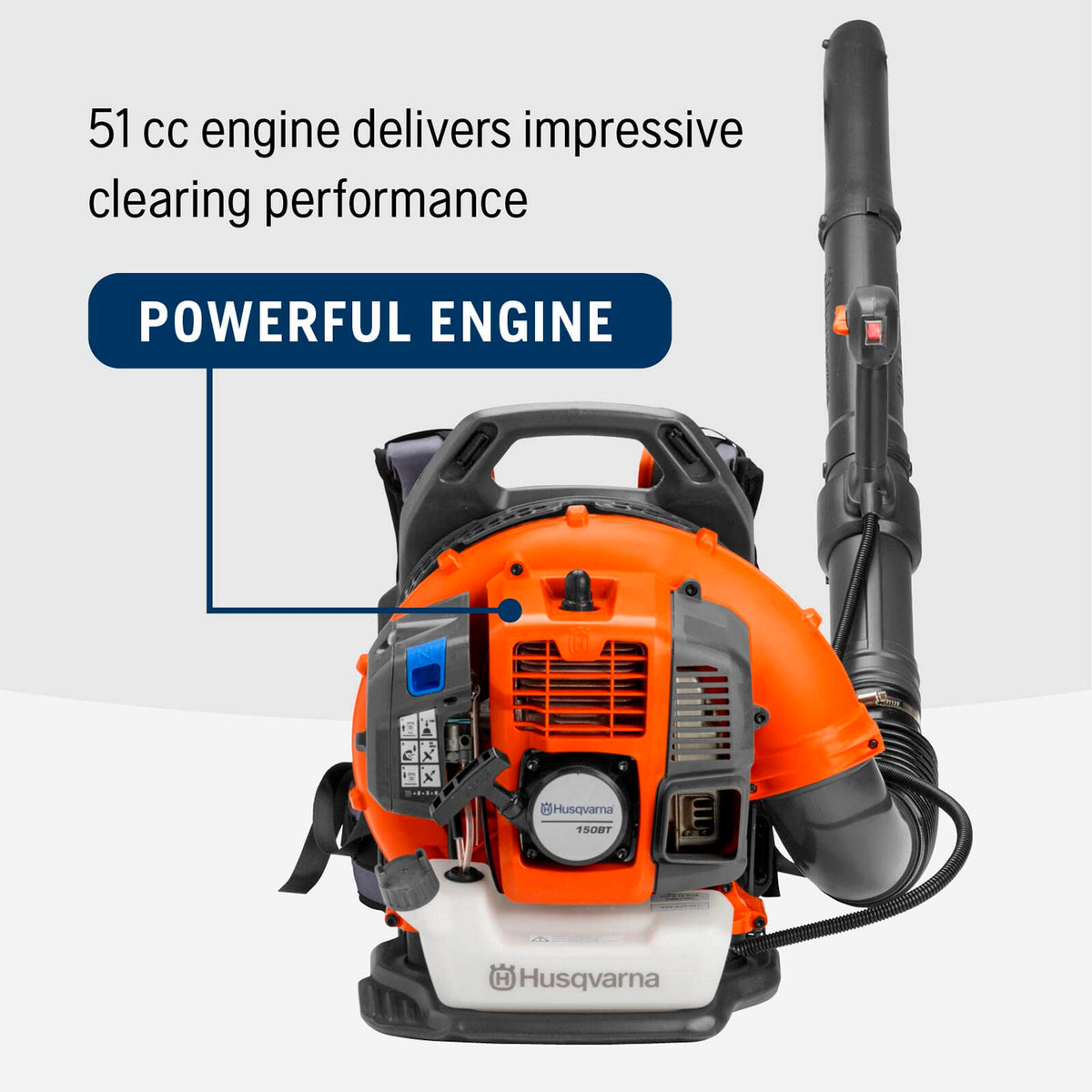 Husqvarna 150BT delivers 270 MPH air speed for fast debris clearing