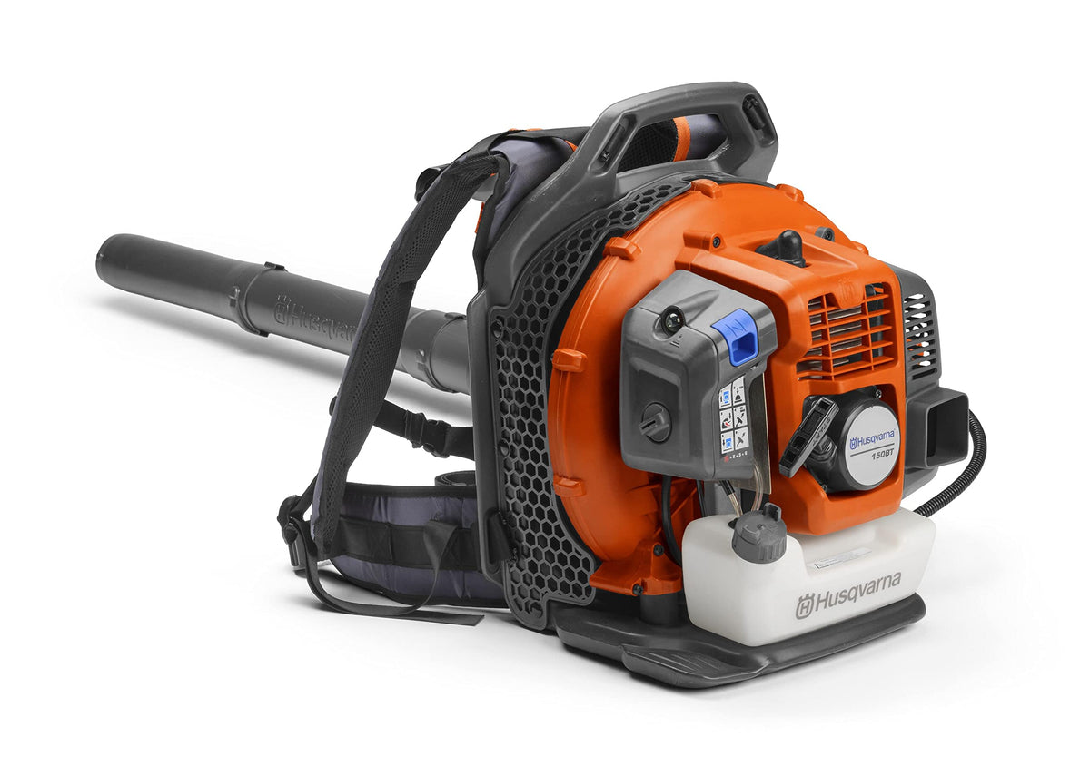 Husqvarna 150BT backpack blower worn on the back for comfortable use
