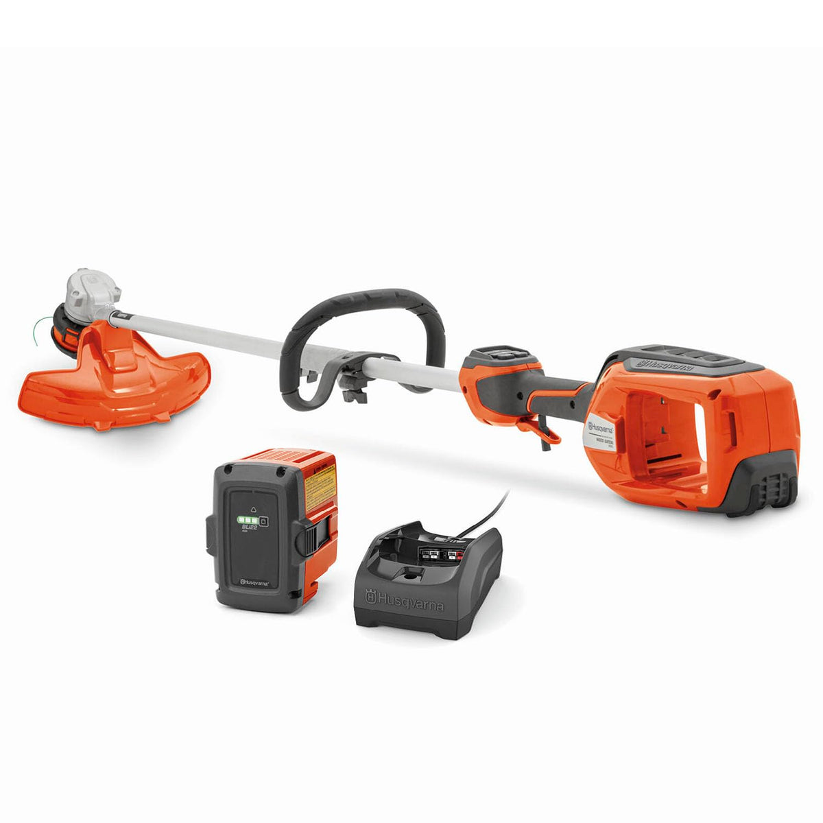 Husqvarna 320iL cordless trimmer with 16-inch cut for faster yard cleanup.