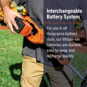 Husqvarna 320iL power boost mode delivers extra power for thick weeds.