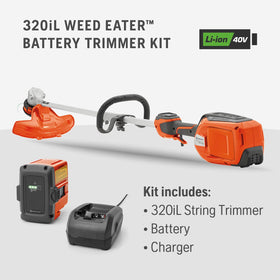 Husqvarna 320iL rapid replace trimmer head enables quick line reloads.