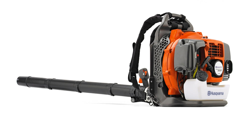 Husqvarna 360BT worn with load-reducing harness for comfortable yard work