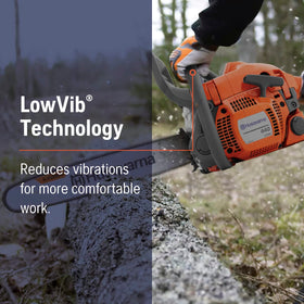 Husqvarna 440 chainsaw LowVib design reduces vibration for less fatigue