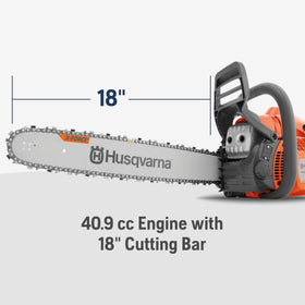 Husqvarna 440 chainsaw start-up action demonstrates easy ignition with Smart Start