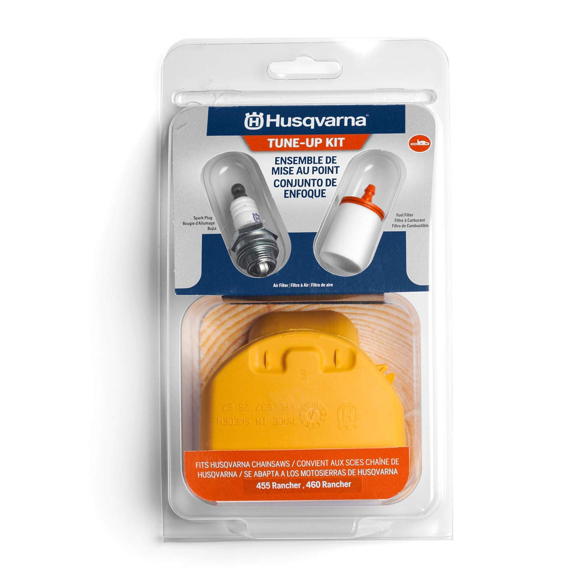 Husqvarna air filter for 455R/460R maintains engine airflow for peak performance.