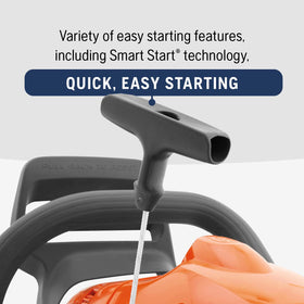 Husqvarna 460 Rancher ergonomic front handle improves grip and control.