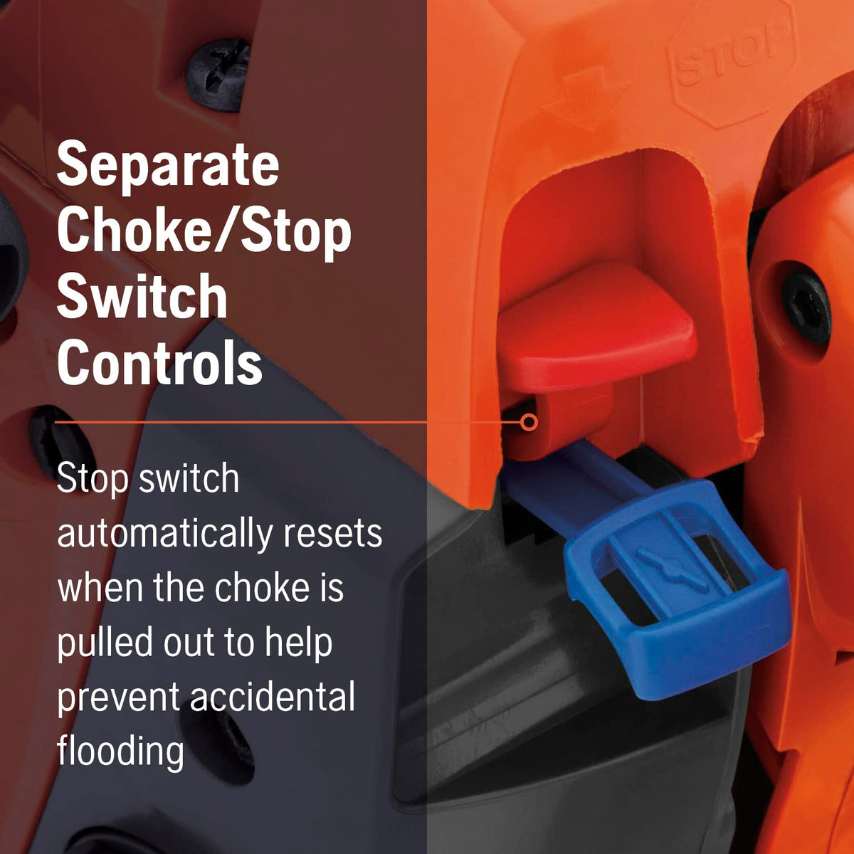 Husqvarna 460 Rancher inertia chain brake enhances kickback safety.