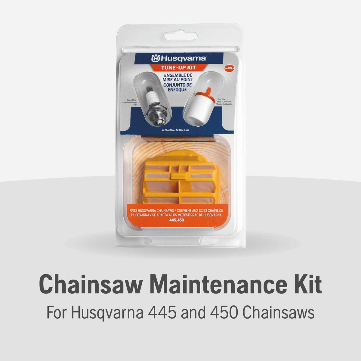 Husqvarna air filter included for 445/450 chainsaws to improve engine breathing