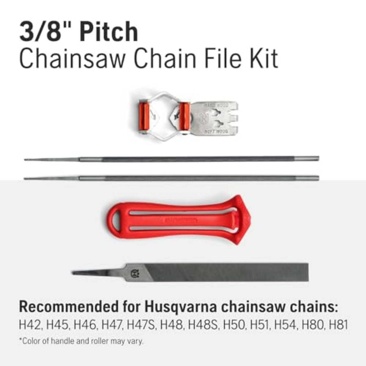 Husqvarna Chainsaw File Kit with roller guide aids precise angle during filing