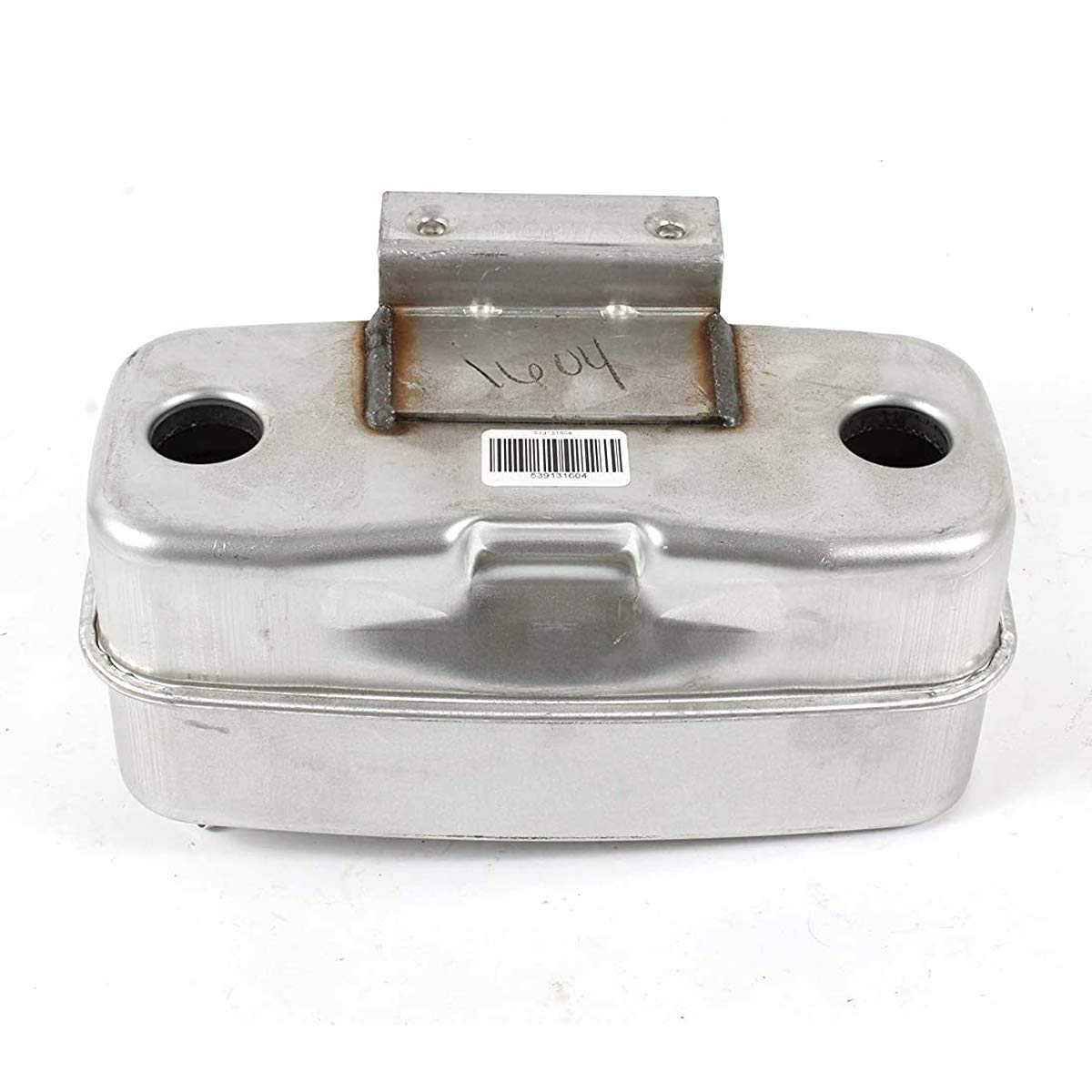 Husqvarna dual inlet muffler packaged for OEM installation and easy replacement
