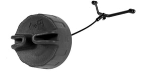 Husqvarna fuel cap with retainer, top view for a secure fuel seal