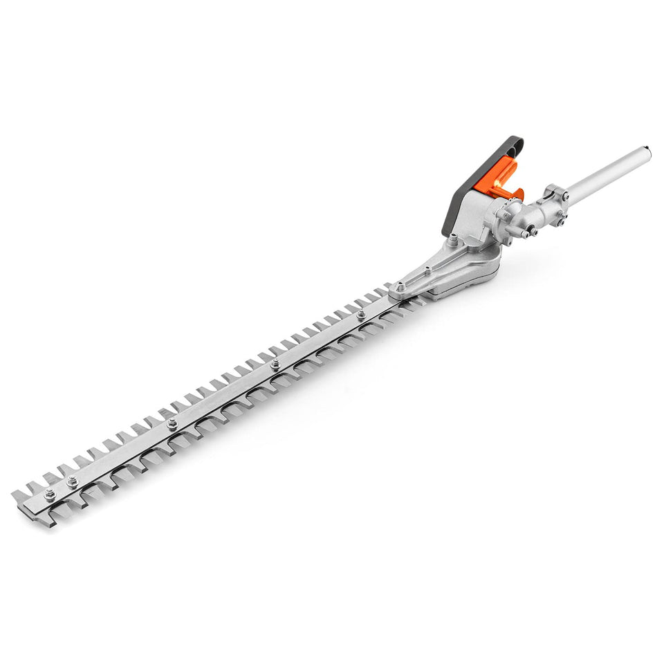 Husqvarna HA322 close-up of the 21-inch dual-action blade for precise hedge trimming