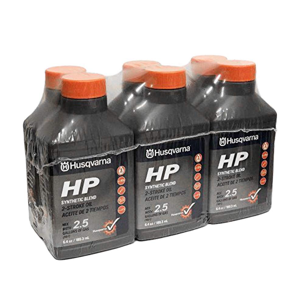 Husqvarna HP 2T oil bottle for cleaner burning and smoother engine performance.