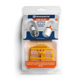 Husqvarna maintenance kit contents for 445 and 450 models, enabling quick tune-ups