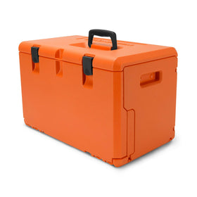 Durable piano hinge on Husqvarna Powerbox case protects equipment during travel