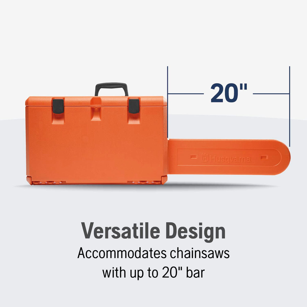 Stacked Husqvarna Powerbox case demonstrates durable transport on site